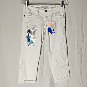 NWT Wanna Betta Butt YMI Juniors 3 27x19.5 Crop Capris White Denim Jeans Stretch